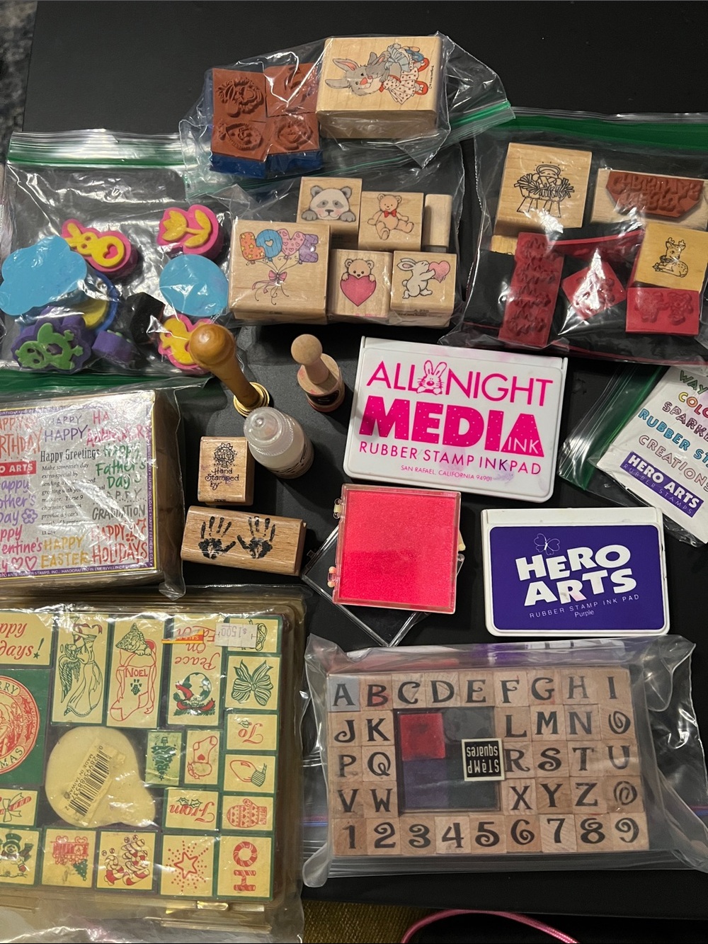 Vintage Craft Rubber Stamp Mega Lot - Hero Arts, Suzy’s Zoo, Alphabet Blocks